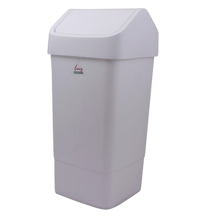 'Lucy' White Plastic Swing Bin 50 litre